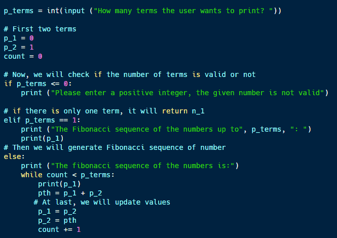 Fibonacci series in Python